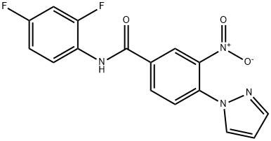 N-(2,4-DIFLUOROPHENYL)-3-NITRO-4-(1H-PYRAZOL-1-YL)BENZENECARBOXAMIDE 结构式