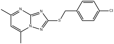 2-[(4-CHLOROBENZYL)SULFANYL]-5,7-DIMETHYL[1,2,4]TRIAZOLO[1,5-A]PYRIMIDINE 结构式