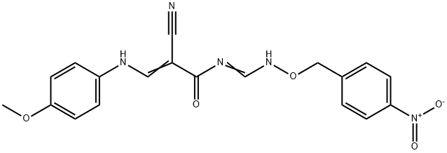 2-CYANO-3-(4-METHOXYANILINO)-N-(([(4-NITROBENZYL)OXY]IMINO)METHYL)ACRYLAMIDE 结构式