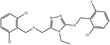 2-CHLORO-6-FLUOROBENZYL 5-([(2,6-DICHLOROBENZYL)SULFANYL]METHYL)-4-ETHYL-4H-1,2,4-TRIAZOL-3-YL SULFIDE 结构式