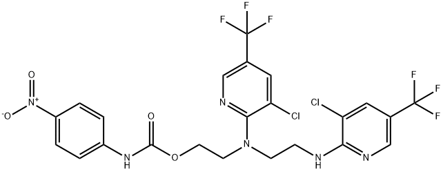 2-[[3-CHLORO-5-(TRIFLUOROMETHYL)-2-PYRIDINYL](2-([3-CHLORO-5-(TRIFLUOROMETHYL)-2-PYRIDINYL]AMINO)ETHYL)AMINO]ETHYL N-(4-NITROPHENYL)CARBAMATE 结构式