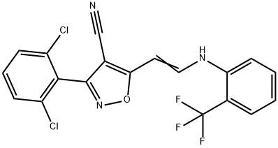 3-(2,6-DICHLOROPHENYL)-5-(2-[2-(TRIFLUOROMETHYL)ANILINO]VINYL)-4-ISOXAZOLECARBONITRILE 结构式