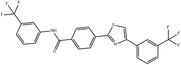 N-[3-(Trifluoromethyl)phenyl]-4-(4-[3-(trifluoromethyl)phenyl]-1,3-thiazol-2-yl)benzenecarboxamide 结构式