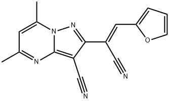 2-[1-CYANO-2-(2-FURYL)VINYL]-5,7-DIMETHYLPYRAZOLO[1,5-A]PYRIMIDINE-3-CARBONITRILE 结构式