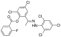 2,4-DICHLORO-6-[2-(2,4,6-TRICHLOROPHENYL)ETHANHYDRAZONOYL]PHENYL 2-FLUOROBENZOATE 结构式