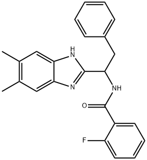 N-[1-(5,6-DIMETHYL-1H-1,3-BENZIMIDAZOL-2-YL)-2-PHENYLETHYL]-2-FLUOROBENZENECARBOXAMIDE 结构式