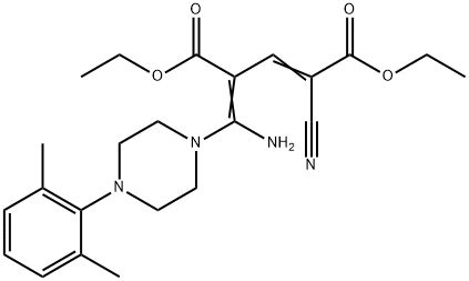 DIETHYL 4-(AMINO[4-(2,6-DIMETHYLPHENYL)PIPERAZINO]METHYLENE)-2-CYANO-2-PENTENEDIOATE 结构式