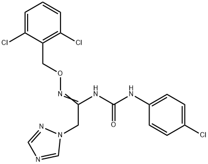 N-(4-CHLOROPHENYL)-N'-[1-([(2,6-DICHLOROBENZYL)OXY]AMINO)-2-(1H-1,2,4-TRIAZOL-1-YL)ETHYLIDENE]UREA 结构式