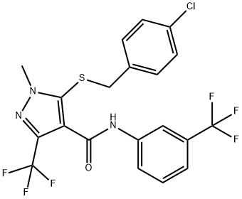 5-[(4-CHLOROBENZYL)SULFANYL]-1-METHYL-3-(TRIFLUOROMETHYL)-N-[3-(TRIFLUOROMETHYL)PHENYL]-1H-PYRAZOLE-4-CARBOXAMIDE 结构式