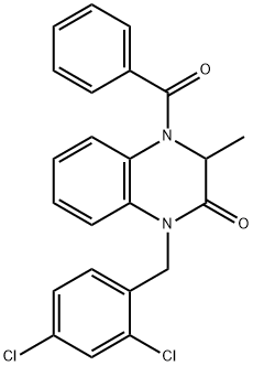 4-BENZOYL-1-(2,4-DICHLOROBENZYL)-3-METHYL-3,4-DIHYDRO-2(1H)-QUINOXALINONE 结构式