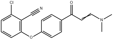 2-CHLORO-6-(4-[3-(DIMETHYLAMINO)ACRYLOYL]PHENOXY)BENZENECARBONITRILE 结构式