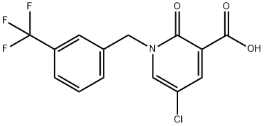 5-CHLORO-2-OXO-1-[3-(TRIFLUOROMETHYL)BENZYL]-1,2-DIHYDRO-3-PYRIDINECARBOXYLIC ACID 结构式