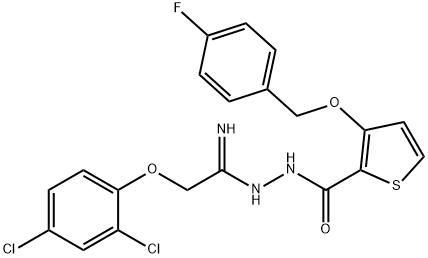 N'-[2-(2,4-DICHLOROPHENOXY)ETHANIMIDOYL]-3-[(4-FLUOROBENZYL)OXY]-2-THIOPHENECARBOHYDRAZIDE 结构式