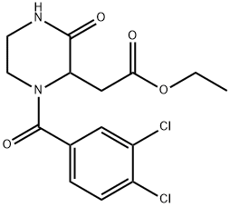 ETHYL 2-[1-(3,4-DICHLOROBENZOYL)-3-OXO-2-PIPERAZINYL]ACETATE 结构式