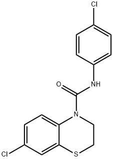 7-CHLORO-N-(4-CHLOROPHENYL)-2,3-DIHYDRO-4H-1,4-BENZOTHIAZINE-4-CARBOXAMIDE 结构式