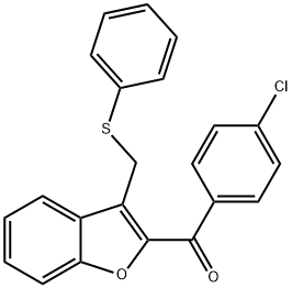 (4-CHLOROPHENYL)(3-[(PHENYLSULFANYL)METHYL]-1-BENZOFURAN-2-YL)METHANONE 结构式