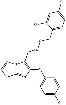 6-[(4-CHLOROPHENYL)SULFANYL]IMIDAZO[2,1-B][1,3]THIAZOLE-5-CARBALDEHYDE O-(2,4-DICHLOROBENZYL)OXIME 结构式