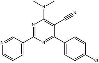 4-(4-CHLOROPHENYL)-6-(DIMETHYLAMINO)-2-(3-PYRIDINYL)-5-PYRIMIDINECARBONITRILE 结构式