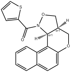 3A,11C-DIHYDRO-3H-BENZO[5,6]CHROMENO[4,3-C]ISOXAZOL-1(4H)-YL(2-THIENYL)METHANONE 结构式