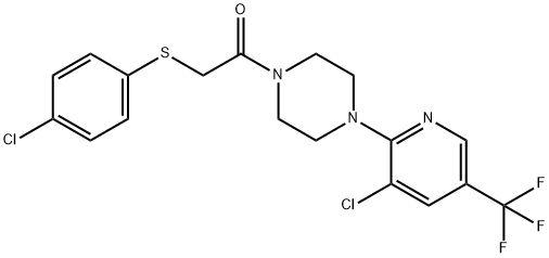 2-[(4-CHLOROPHENYL)SULFANYL]-1-(4-[3-CHLORO-5-(TRIFLUOROMETHYL)-2-PYRIDINYL]PIPERAZINO)-1-ETHANONE 结构式