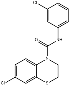 7-CHLORO-N-(3-CHLOROPHENYL)-2,3-DIHYDRO-4H-1,4-BENZOTHIAZINE-4-CARBOXAMIDE 结构式