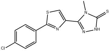 5-[2-(4-CHLOROPHENYL)-1,3-THIAZOL-4-YL]-4-METHYL-4H-1,2,4-TRIAZOL-3-YLHYDROSULFIDE 结构式