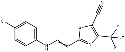 2-[2-(4-CHLOROANILINO)VINYL]-4-(TRIFLUOROMETHYL)-1,3-THIAZOLE-5-CARBONITRILE 结构式