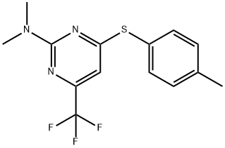 N,N-DIMETHYL-4-[(4-METHYLPHENYL)SULFANYL]-6-(TRIFLUOROMETHYL)-2-PYRIMIDINAMINE 结构式