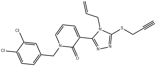 3-[4-ALLYL-5-(2-PROPYNYLSULFANYL)-4H-1,2,4-TRIAZOL-3-YL]-1-(3,4-DICHLOROBENZYL)-2(1H)-PYRIDINONE 结构式