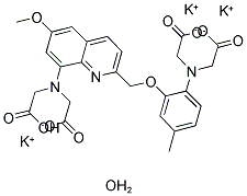 2-([2-BIS(CARBOXYMETHYL)AMINO-5-METHYLPHENOXY]METHYL)-6-METHOXY-8-BIS(CARBOXYMETHYL)AMINOQUINOLINE POTASSIUM SALT HYDRATE 结构式