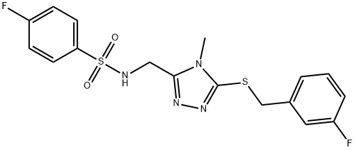 4-FLUORO-N-((5-[(3-FLUOROBENZYL)SULFANYL]-4-METHYL-4H-1,2,4-TRIAZOL-3-YL)METHYL)BENZENESULFONAMIDE 结构式