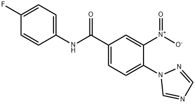 N-(4-FLUOROPHENYL)-3-NITRO-4-(1H-1,2,4-TRIAZOL-1-YL)BENZENECARBOXAMIDE 结构式