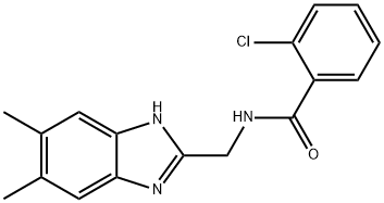 2-CHLORO-N-[(5,6-DIMETHYL-1H-1,3-BENZIMIDAZOL-2-YL)METHYL]BENZENECARBOXAMIDE 结构式