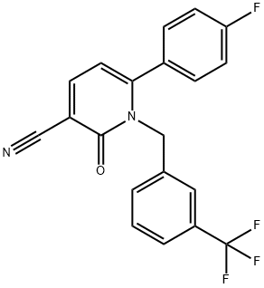 6-(4-FLUOROPHENYL)-2-OXO-1-[3-(TRIFLUOROMETHYL)BENZYL]-1,2-DIHYDRO-3-PYRIDINECARBONITRILE 结构式