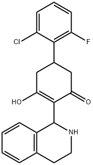 5-(2-CHLORO-6-FLUOROPHENYL)-3-HYDROXY-2-(1,2,3,4-TETRAHYDRO-1-ISOQUINOLINYL)-2-CYCLOHEXEN-1-ONE 结构式