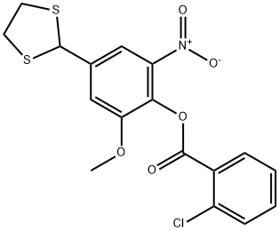 4-(1,3-DITHIOLAN-2-YL)-2-METHOXY-6-NITROPHENYL 2-CHLOROBENZENECARBOXYLATE 结构式