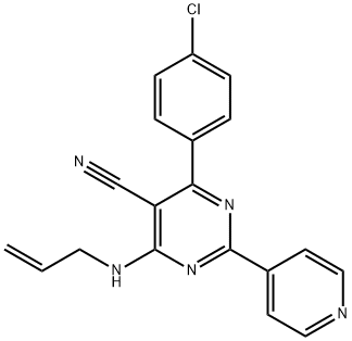 4-(Allylamino)-6-(4-chlorophenyl)-2-(4-pyridinyl)-5-pyrimidinecarbonitrile 结构式