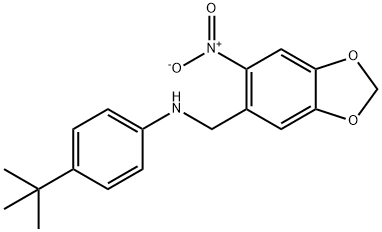 4-(TERT-BUTYL)-N-[(6-NITRO-1,3-BENZODIOXOL-5-YL)METHYL]ANILINE 结构式