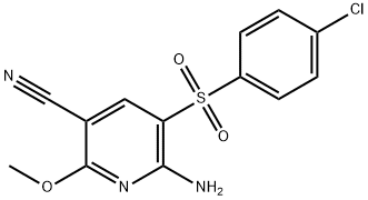 6-AMINO-5-[(4-CHLOROPHENYL)SULFONYL]-2-METHOXYNICOTINONITRILE 结构式