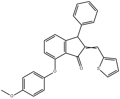 7-(4-METHOXYPHENOXY)-3-PHENYL-2-(2-THIENYLMETHYLENE)-1-INDANONE 结构式