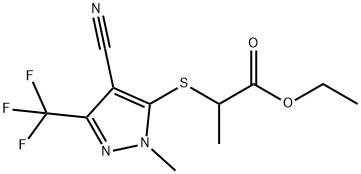 ETHYL 2-([4-CYANO-1-METHYL-3-(TRIFLUOROMETHYL)-1H-PYRAZOL-5-YL]SULFANYL)PROPANOATE 结构式