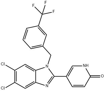 5-(5,6-DICHLORO-1-[3-(TRIFLUOROMETHYL)BENZYL]-1H-1,3-BENZIMIDAZOL-2-YL)-2(1H)-PYRIDINONE 结构式