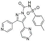 N-[(4-METHYLPHENYL)SULPHONYL]-3-(PYRIDIN-4-YL)-4-(PYRIMIDIN-4-YL)PYRAZOLE-1-CARBOXAMIDE 结构式