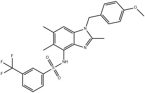 N-[1-(4-METHOXYBENZYL)-2,5,6-TRIMETHYL-1H-1,3-BENZIMIDAZOL-4-YL]-3-(TRIFLUOROMETHYL)BENZENESULFONAMIDE 结构式