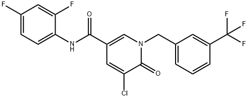 5-CHLORO-N-(2,4-DIFLUOROPHENYL)-6-OXO-1-[3-(TRIFLUOROMETHYL)BENZYL]-1,6-DIHYDRO-3-PYRIDINECARBOXAMIDE 结构式