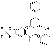 (2-OXO-4-PHENYL-6-(PHENYLAMINO)CYCLOHEX-1-ENYL)-N-(4-(TRIFLUOROMETHOXY)PHENYL)FORMAMIDE 结构式