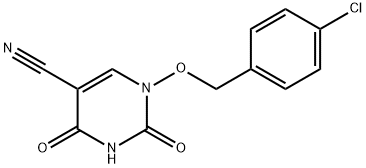 1-[(4-CHLOROBENZYL)OXY]-2,4-DIOXO-1,2,3,4-TETRAHYDRO-5-PYRIMIDINECARBONITRILE 结构式