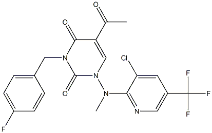 5-ACETYL-1-[[3-CHLORO-5-(TRIFLUOROMETHYL)-2-PYRIDINYL](METHYL)AMINO]-3-(4-FLUOROBENZYL)-2,4(1H,3H)-PYRIMIDINEDIONE 结构式