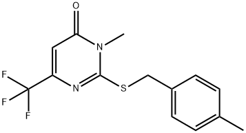 3-METHYL-2-[(4-METHYLBENZYL)SULFANYL]-6-(TRIFLUOROMETHYL)-4(3H)-PYRIMIDINONE 结构式