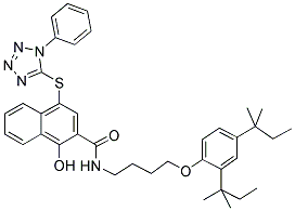 DI-T-PENTYLPHENOXYBUTYL-1-HYDROXY-(PHENYL-TETRAZOLYLTHIO)-NAPHTH-CARBOXAMIDE 结构式